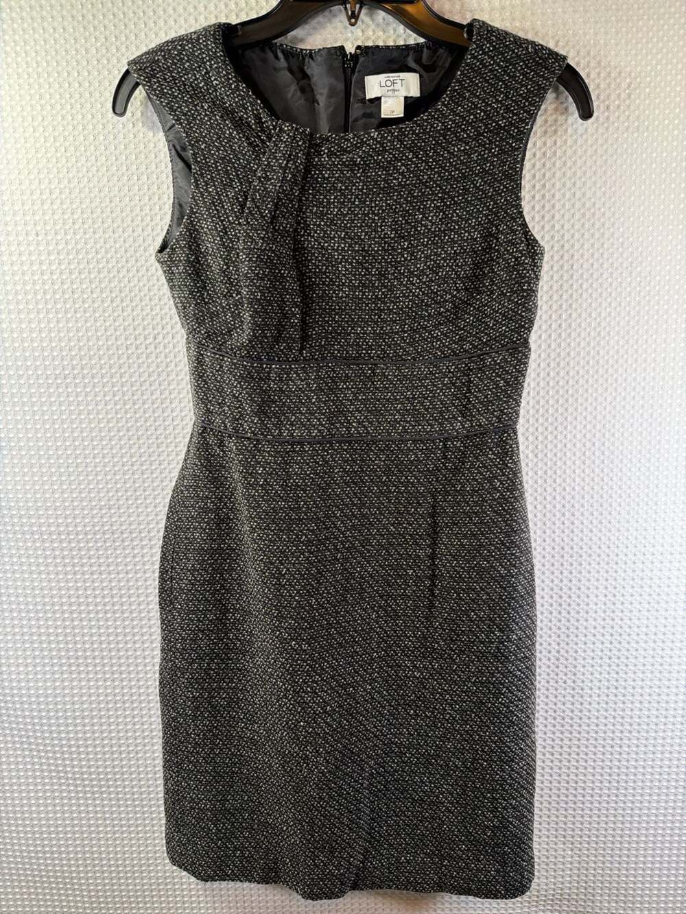 Ann Taylor Loft Petites Black and White Tweed Sleeveless Sheath Dress